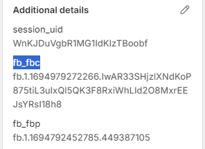 Shopify order Additional Details, fbclid, gclid, fb_browser_id, ga_client_id stored server-side in the order