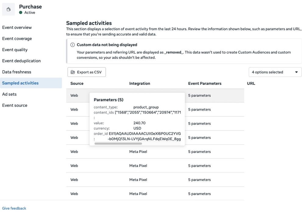 Meta proxy pixel events firing through proxy domain with full purchase parameters